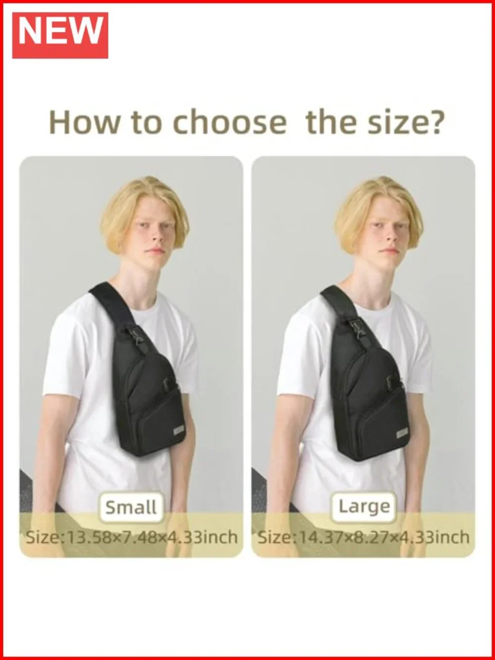 Crossbody Sling Bag with Adjustable Strap for Hiking Travel